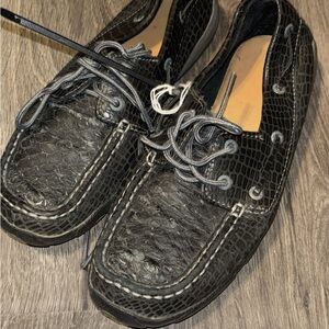Classic Black Moc Toe Boat Shoes